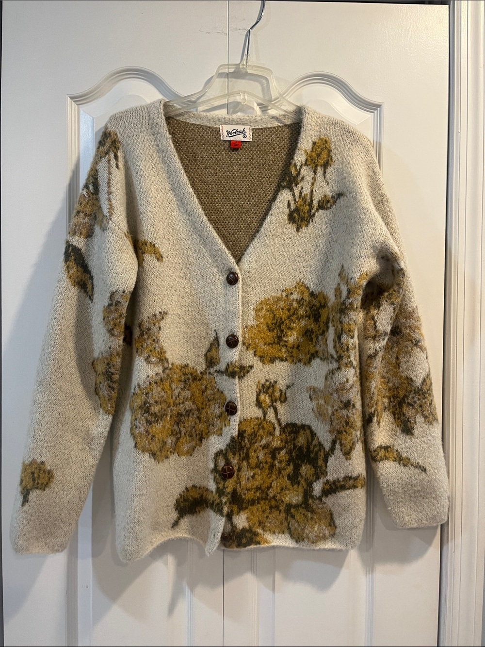 Woolrich for Target Cream Cardigan with Mustard Floral Design